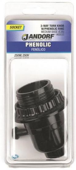 Picture of Light-Bulb-Socket 3-Way Turn-Knob With Bushing Phenolic Black