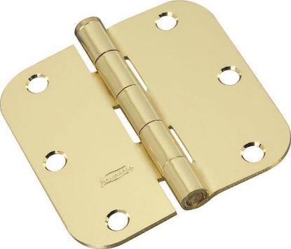 Picture of 3.500" Residential Door-Hinge Loose Pin 5/8"-Radius Polished Brass