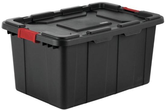 Picture of Industrial Tote 27-gallon Black Body Red Latches