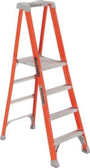 Picture of Louisville Fxp1704 3-step Non-conductive Platform Step-Ladder 300-Pound Extended Rail