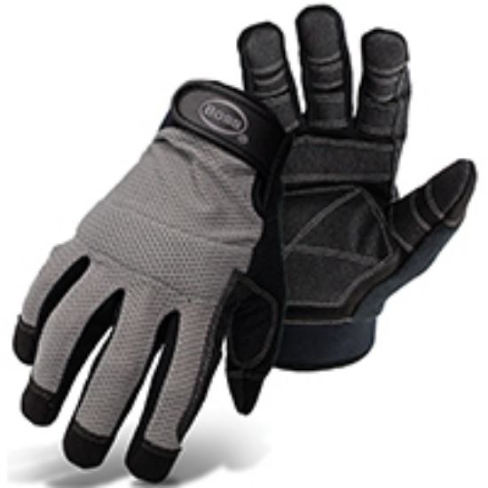 Picture of Breathable Mesh Mechanic Gloves Black/gray Padded Knuckle Lining