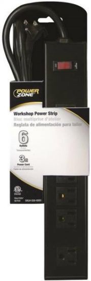 Picture of 6-Outlet Power-Strip 3 Ft Cord 125-Volt 15-Amp Black Almond