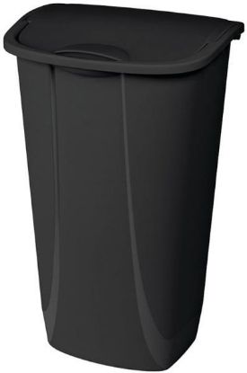 Picture of 11 Gallon 42 L Waste-basket Plastic Swing-top Black 15-3/4 X 12-3/8 X 25