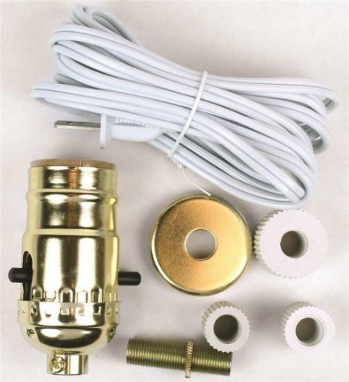 Picture of Make A Lamp Kit 660 W 250-Volt Brass Push Through White Cord