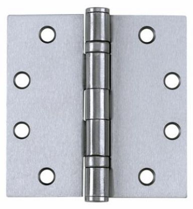 Picture of Door-Hinge 4.5" X 4.5" Satin Stainless-Steel 32D-Finish Ball-Bearing With Removable-Pin Square Corne...