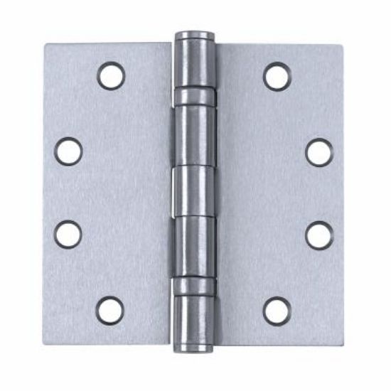 Picture of Door-Hinge Pin-Hinge 4" X 4" Satin Stainless-Steel 32D-Finish Ball-Bearing Non-removable Square-Corn...