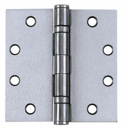 Picture of 4" X 4" Satin Stainless-Steel 32D-Finish Ball-Bearing Door-Hinge With Square Corners Removable-Pin S...