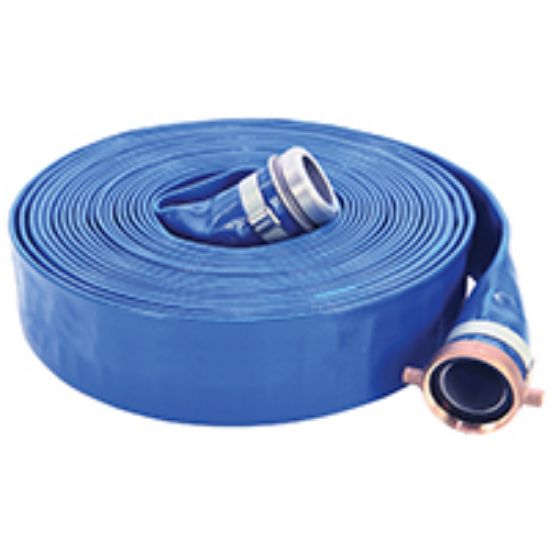 Picture of Lay-flat Water-pump Discharge-hose Pvc Blue 3" X Male X Female Thread