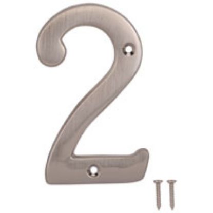 Picture of House-number Numeral 2 Zinc Die-cast Satin-nickel 4"