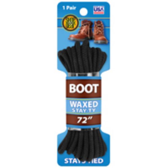 Picture of Waxed Boot Shoe-laces Black 72 Inch-long
