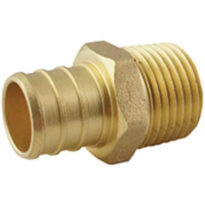 Picture of Pex Fitting Barb Male Adapter Brass ¾" Pex ½" Mpt