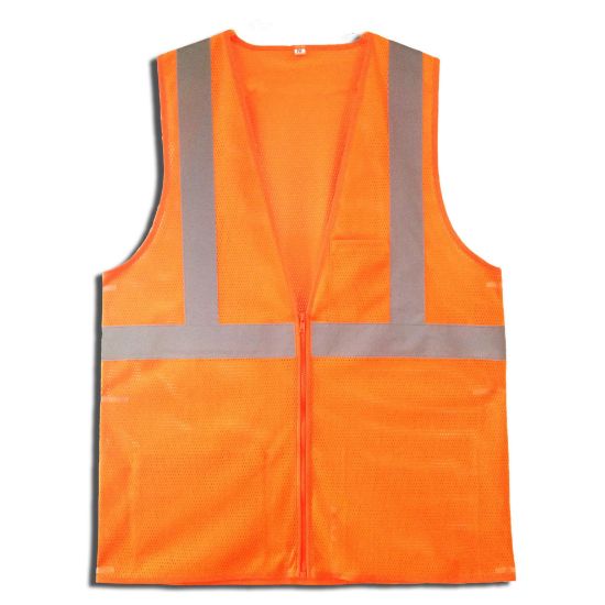 Picture of Safety-Vest Zippered High-viz Type-r Class-3 Polyester Orange Llarge