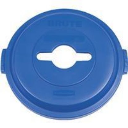 Picture of Rubbermaid Commercial Brute Blue Recycle Trash Can Lid For 32 Gal. Trash Can