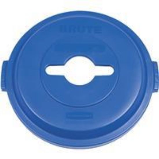 Picture of Rubbermaid Commercial Brute Blue Recycle Trash Can Lid For 32 Gal. Trash Can