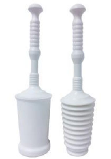 Picture of Toilet Plunger Accordion Style With Stand White