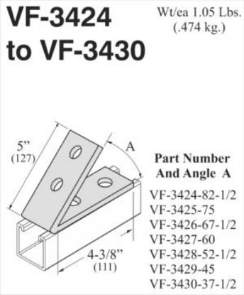 Picture of Angle 37.5° Closed 4-hole Zinc-plated 5" X 4-3/8"