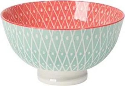 Picture of Bowl 10-ounce Blue Geo/pink 4"