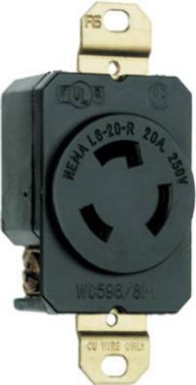 Picture of 20-Amp 250-Volt Black Receptacle