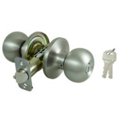 Picture of Lock-Set Entrance-Type Ball-Knob Knob Set 1-3/8 To 1-3/4 In Thick Door Steel