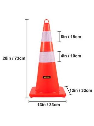Picture of Traffic-cone Pvc Weighted Reflective-strips Orange 28"