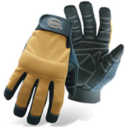 Picture of Multi-Purpose Utility Mechanics Gloves Hook-and-Loop Cuff Sweat Wipe Thumb Synthetic Leather