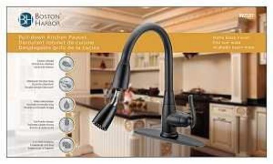 Picture of Kitchen-faucet Single-handle Pull-down Spray 1-or-3-hole Black