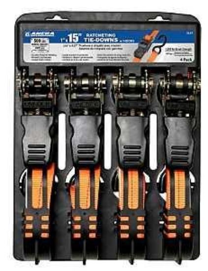 Picture of Tie-down Ratchet S-hook 1500-break 500-wll Polyester Orange Set-4 1"