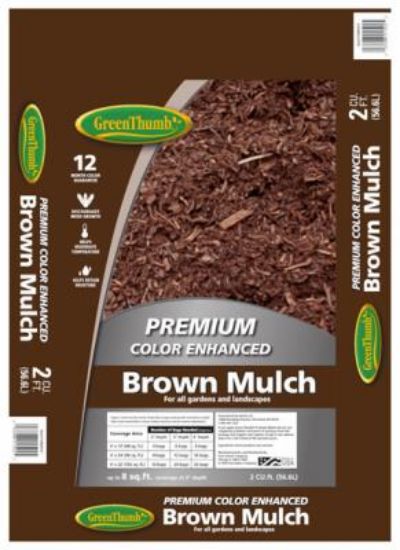 Picture of 2 Cuft Brown Colored Mulch 12 Month Color Guarantee Bagged