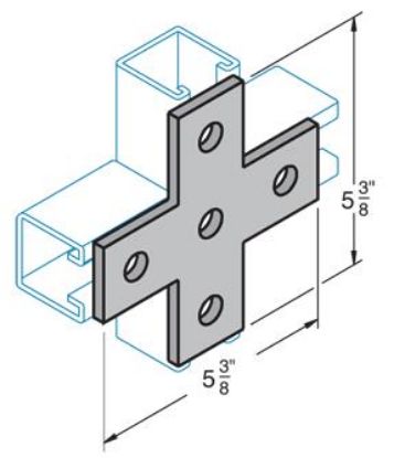 Picture of Strut-fitting Flat-cross 5-hole 5-3/8"