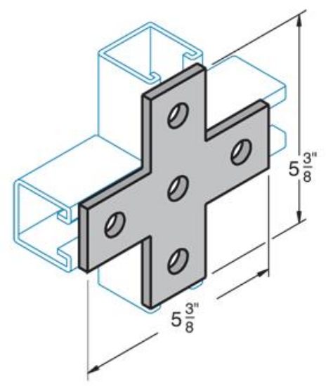 Picture of Strut-fitting Flat-cross 5-hole 5-3/8"