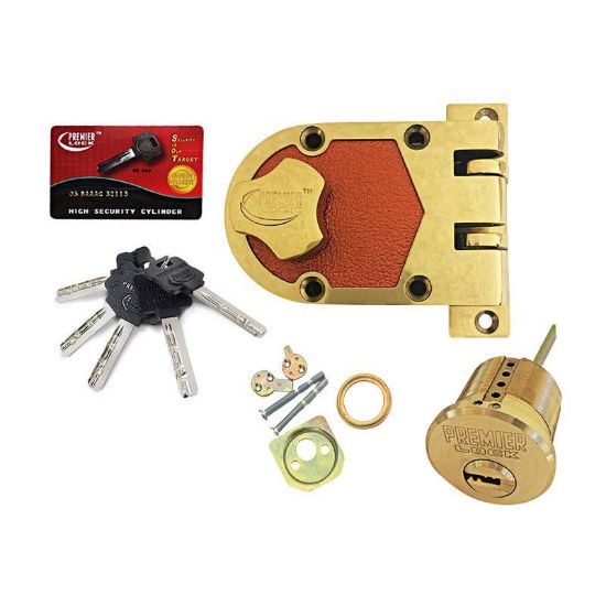 Picture of Dead-bolt Solid-bronze High-security Drop-bolt Jimmy-proof Vertical-throw Flat-strike