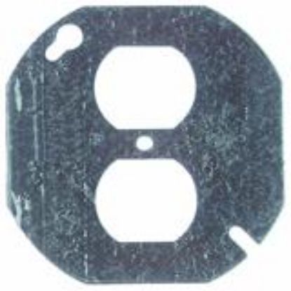 Picture of Electrical-box-cover Octagon Steel Duplex-receptacle 4"