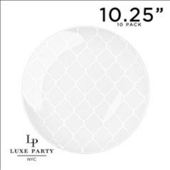 Picture of 10.25" White / Silver Patterned Dinner Round Plates