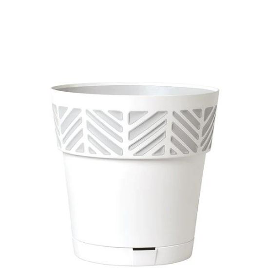 Picture of Mosaic Plastic Pot, White/grey, 5.9"