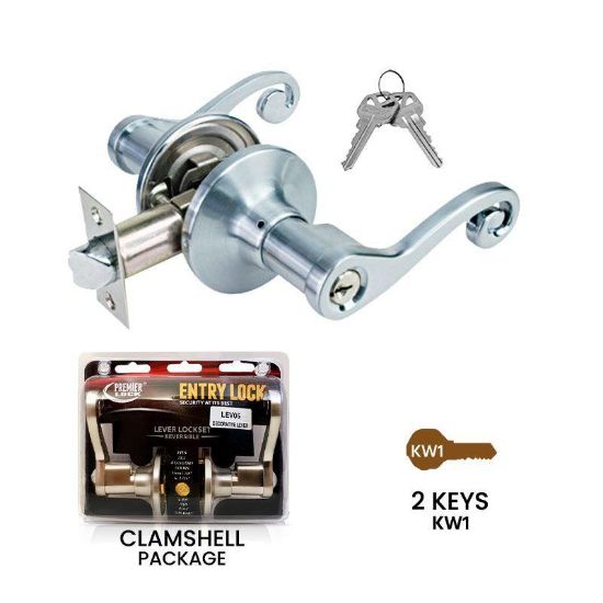 Picture of Lock-Set Entry-lever Reversible Satin-nickel