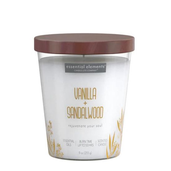 Picture of Essential Elements 9oz Jar W/ Wooden Lid- Vanilla & Sandalwood