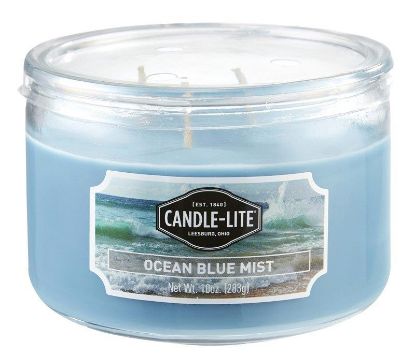 Picture of Jar-Candle Scented 3-wick Candle With Acetate Lid, 10 Oz, Ocean Blue Mist, 40 Hr, Blue