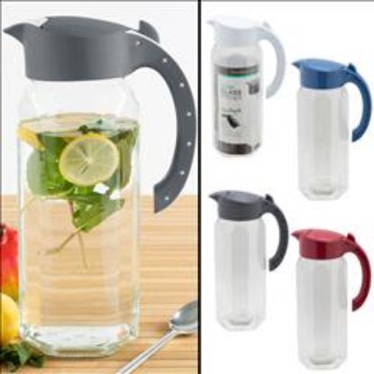 Picture of 50 Oz Glass Beverage-pitcher With-lid Asst Color Tops