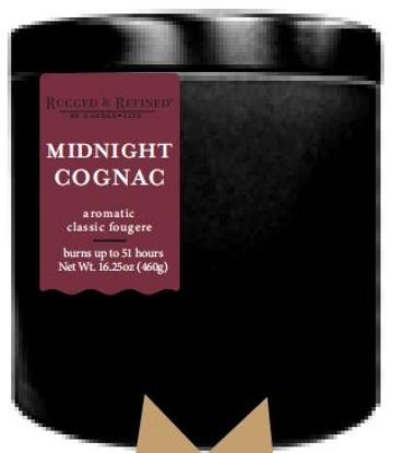 Picture of Candle-lite Rugged & Refined® Midnight Cognac Single-wick 9oz Black Tin Candle