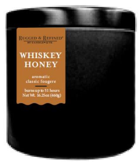 Picture of Candle-lite Rugged & Refined® Whiskey Honey Single-wick 9oz Black Tin Candle