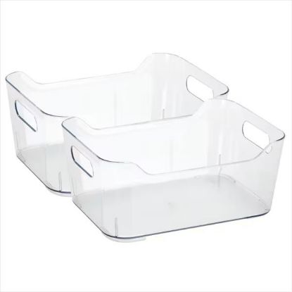 Picture of 2pk Medium Storage-tote W Handles 9.45"x7"x4" - Clear