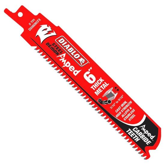 Picture of Diablo Steel Demon Amped Reciprocating Saw Blade, Applicable Materials: Metal, 1 In W, 6 In L, 8 Tpi...