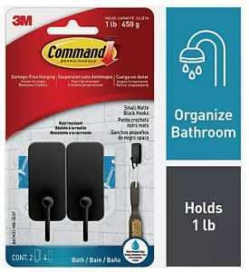 Picture of Small Bath Hook, 1 Lb, 2-hook, Metal, Matte Black