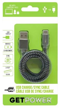 Picture of Charge And Sync Cable, Usb 2.0 A, Usb-c, 3 Ft L