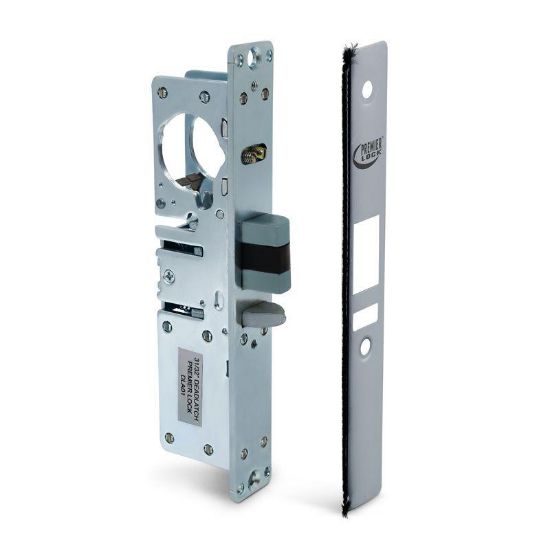 Picture of Dead-Latch Commercial Storefront Narrow-stile Mortise Aluminum-finish 31/32"-backset