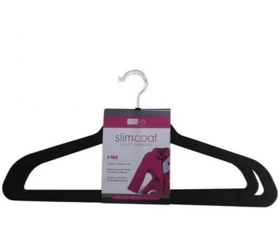 Picture of 6pk Extra Wide Velvet Coat Hanger- Black