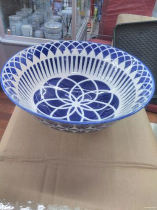 Picture of 8" Stamped Bowl Blue Geo