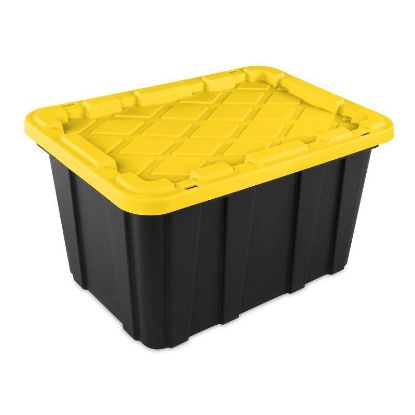 Picture of Industrial Tote\ Snap-on Lid Locking Polypropylene Black/yellow Lily