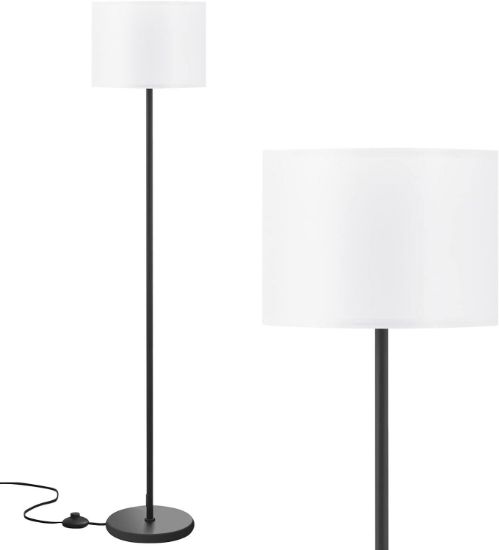 Picture of Modern Floor Lamp Simple Design With White Shade, Foot Pedal Switch, 60" Small Tall Lamps For Living...