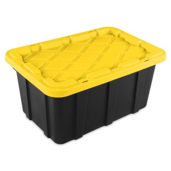 Picture of Industrial Tote Snap-on Lid Locking Polypropylene Black/yellow Lily